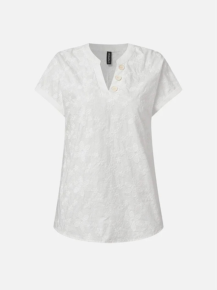 RYLAN | V-NECK EMBROIDERED BLOUSE