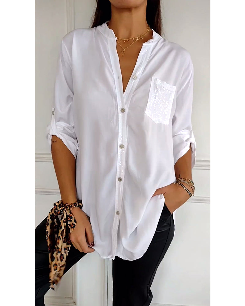 MARA | RELAXED SEQUIN BUTTON TOP