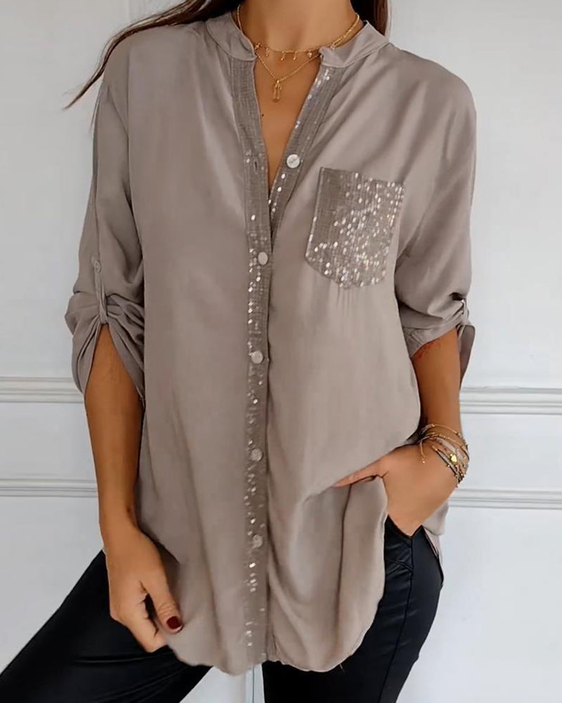 MARA | RELAXED SEQUIN BUTTON TOP