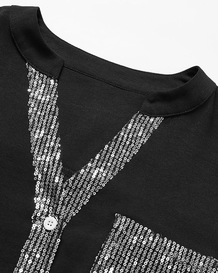 MARA | RELAXED SEQUIN BUTTON TOP