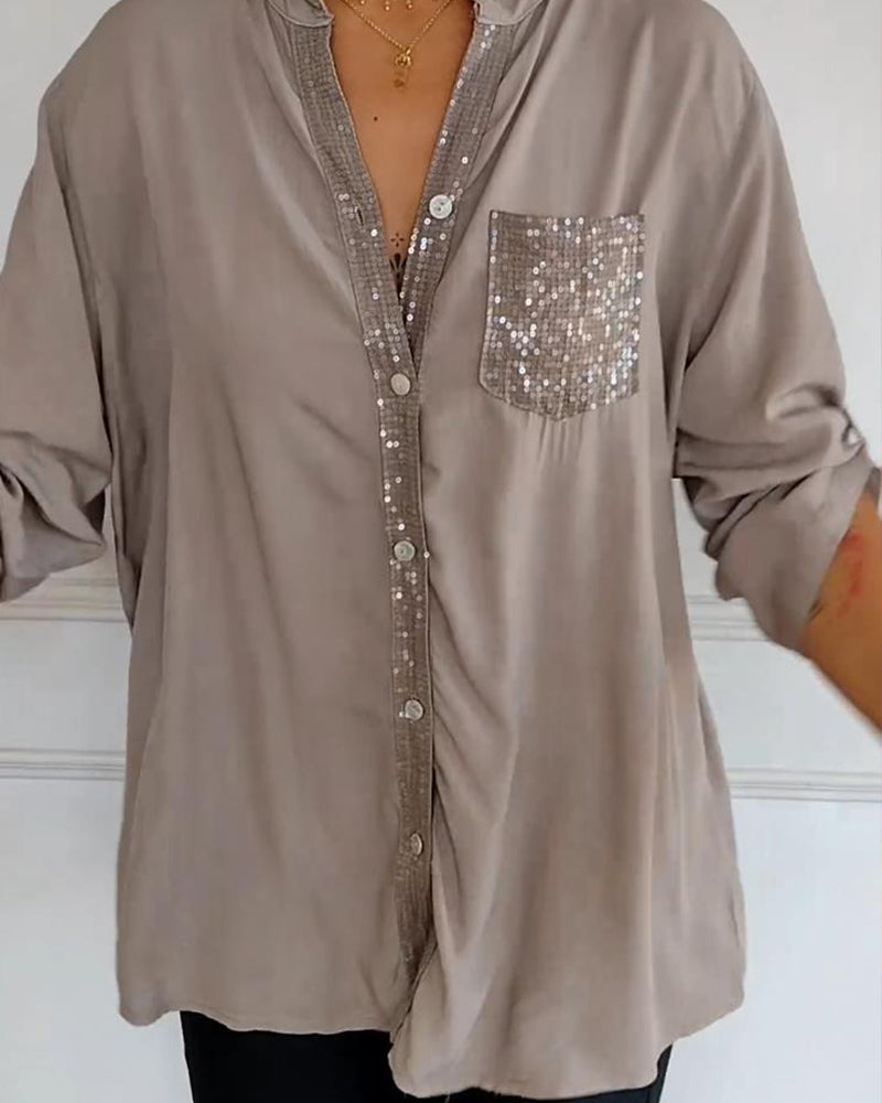 MARA | RELAXED SEQUIN BUTTON TOP