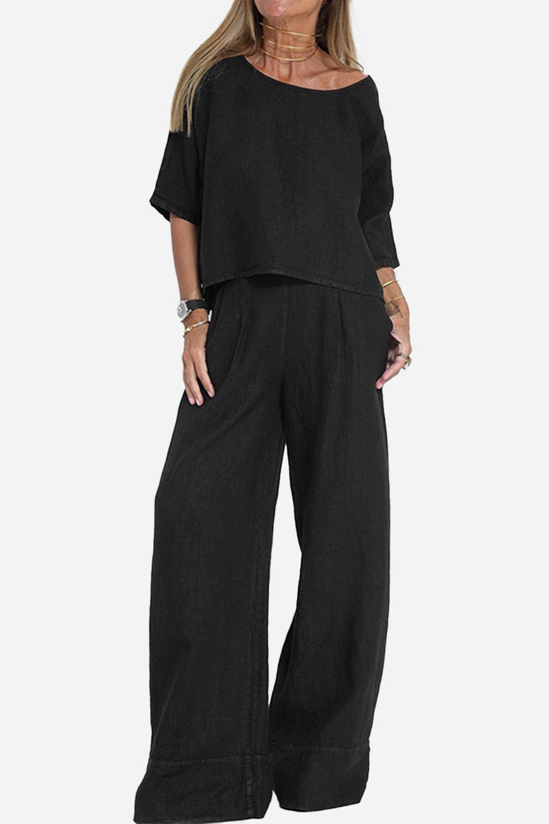 LISA | SHORT SLEEVED PULLOVER & WIDE TROUSER