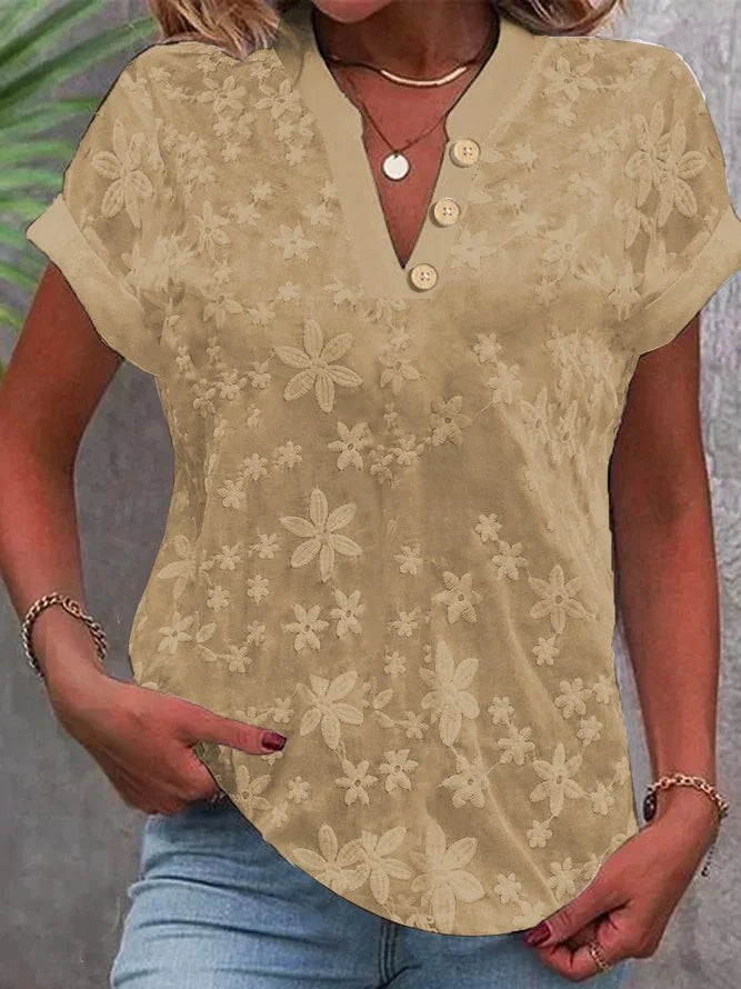 RYLAN | V-NECK EMBROIDERED BLOUSE