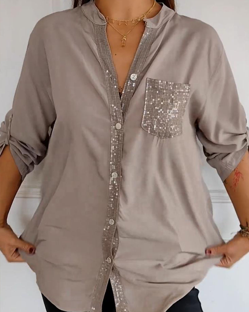 MARA | RELAXED SEQUIN BUTTON TOP