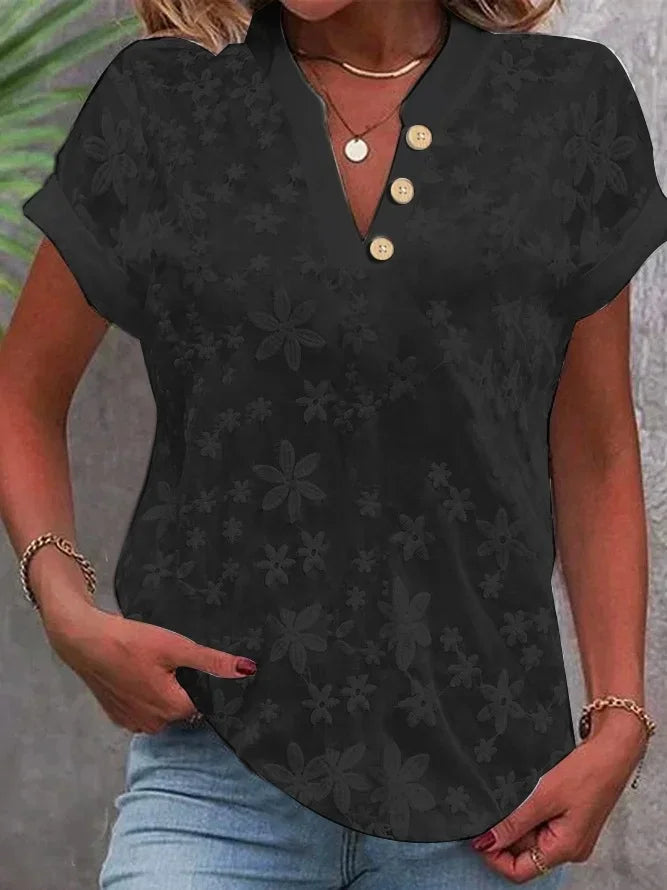 RYLAN | V-NECK EMBROIDERED BLOUSE