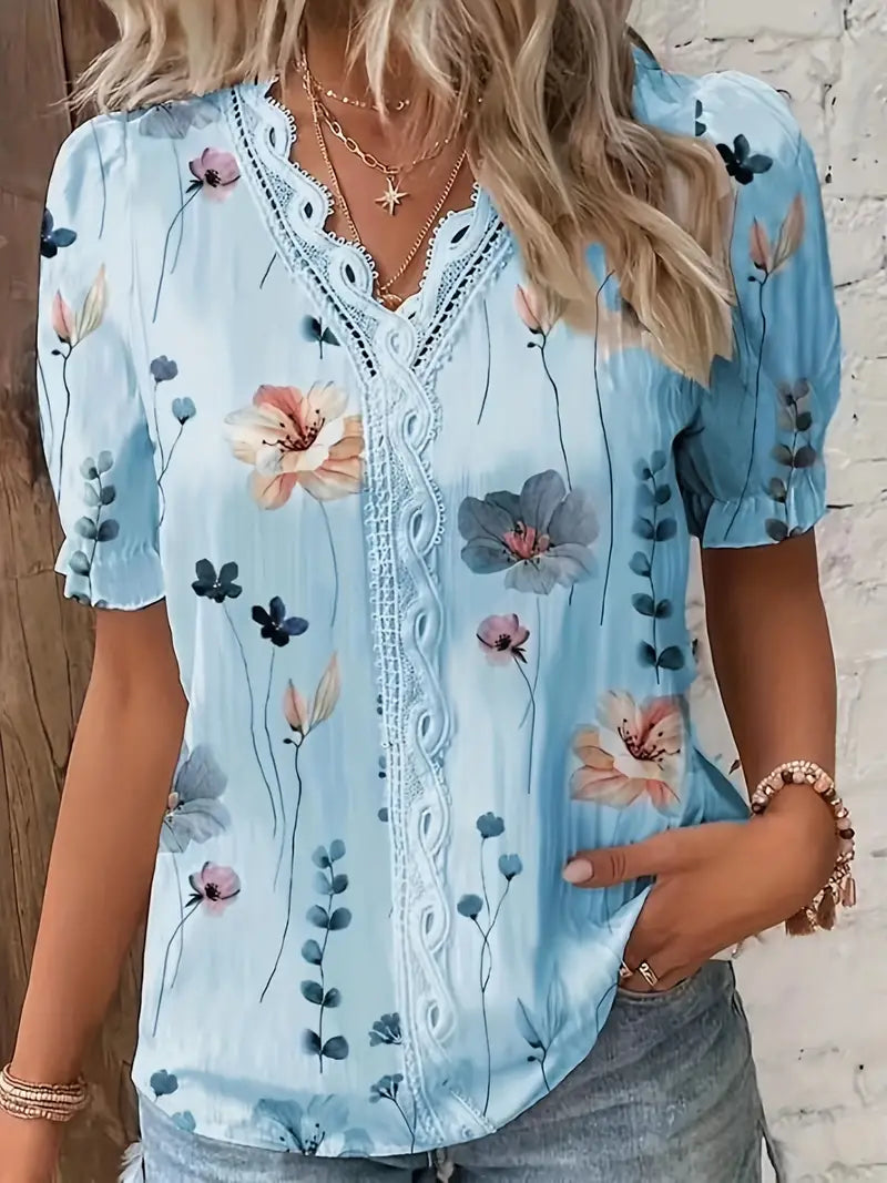 HARPER | FLORAL LACE TRIM BLOUSE