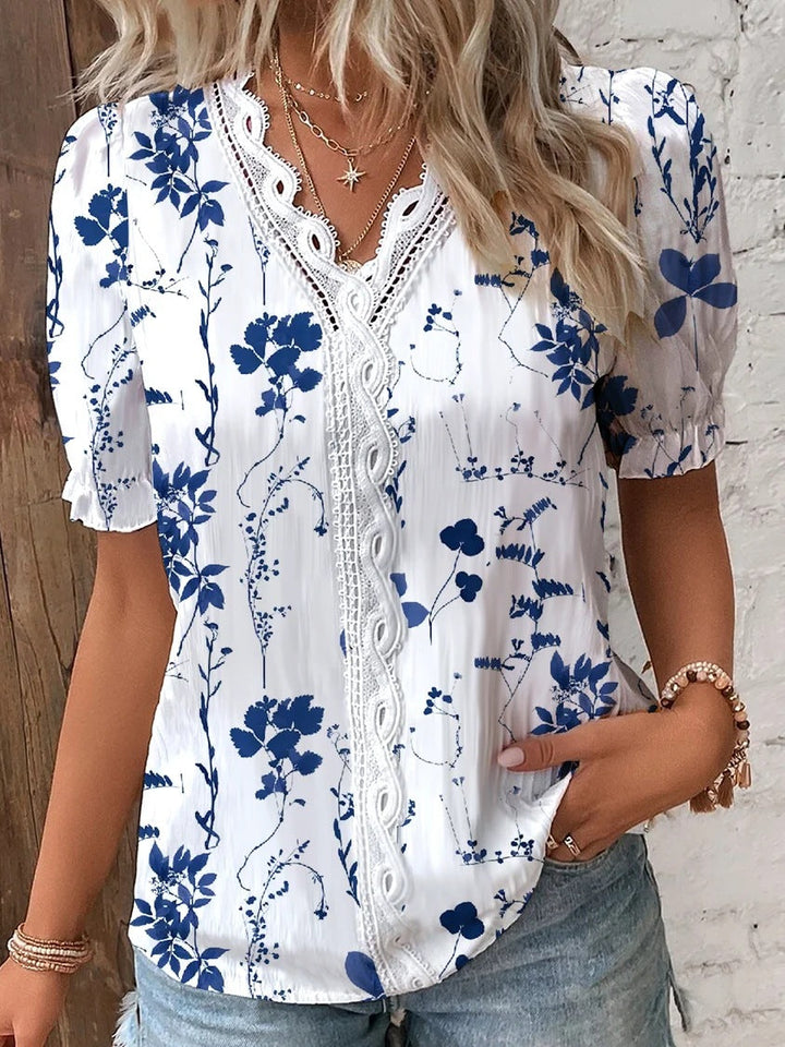 HARPER | FLORAL LACE TRIM BLOUSE