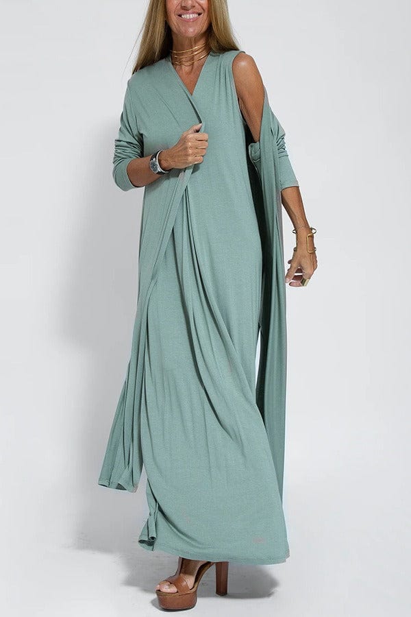 JUDITH | SOFT LONG DRESS WITH CARDIGAN