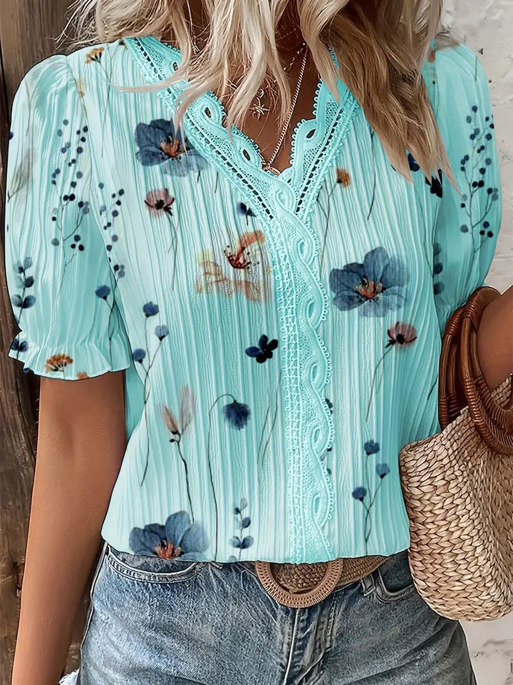 HARPER | FLORAL LACE TRIM BLOUSE