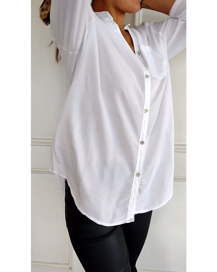 MARA | RELAXED SEQUIN BUTTON TOP